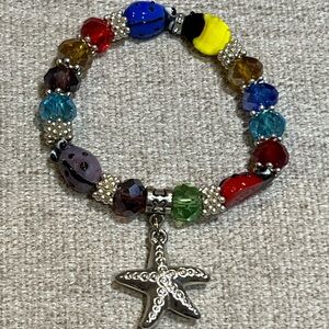 Multicolored Beaded Starfish Pendant Bracelet